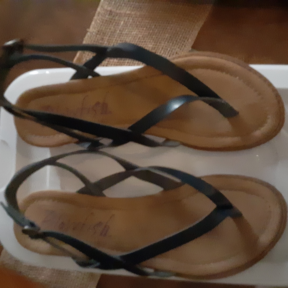 Navy thong sandals